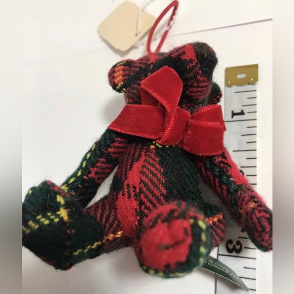 BNWT Bath & Body Works Mini Plaid Teddy Bear plush ornament GREAT GIFT TOPPER - Picture 2 of 3